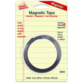 Self-Sticking Magnetic Tape Roll, 1/2" x 30"