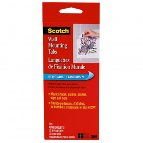 Double Sided Removable Adhesive Wall Mounting Tab, 1/2" x 3/4", 48 Tabs