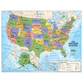 Kids Political USA Education: Grades 4-12 Wall Map, Laminated