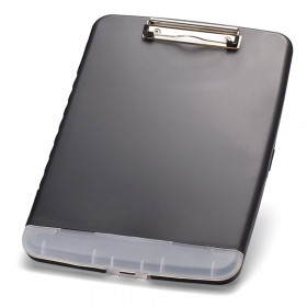 Slim Clipboard with Storage Box, Low Profile Clip & Storage Compartment, Charcoal