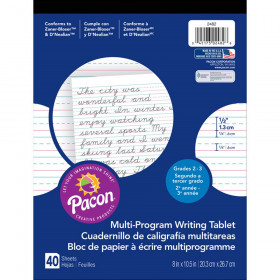 Multi-Program Handwriting Tablet, D'Nealian/Zaner-Bloser, 1/2" x 1/4" x 1/4" Ruled Short, 8" x 10-1/2", 40 Sheets