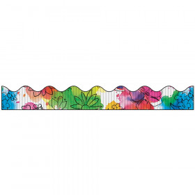 Designs Decorative Border, Watercolor Flowers, 2-1/4" x 25', 1 Roll