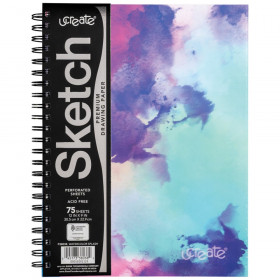 Fashion Poly Sketch Book, Watercolor Splash, Unruled, 12" x 9"