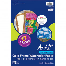 Gold Frame Watercolor Paper, 12" x 18", 30 Sheets
