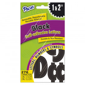 Self-Adhesive Letters, Black, Classic Font, 1" & 2", 276 Characters