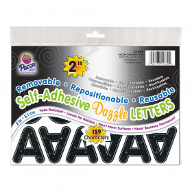 Self-Adhesive Letters, Black Dazzle, Puffy Font, 2", 159 Characters