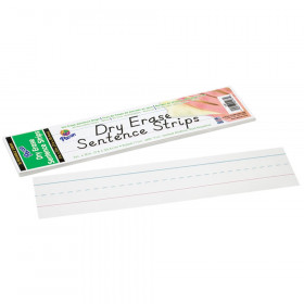 Dry Erase Sentence Strips, White, 1-1/2" X 3/4" Ruled, 3" x 12", 30 Strips