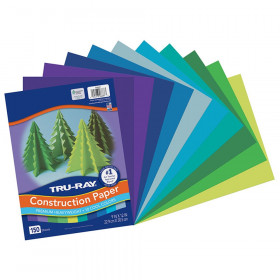 Construction Paper, Cool Assorted, 9" x 12", 150 Sheets