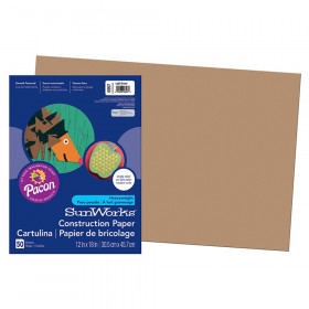 Construction Paper, Light Brown, 12" x 18", 50 Sheets