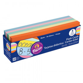 Blank Flash Card Dispenser Box, 5 Assorted Colors, Unruled 3" x 9", 250 Cards