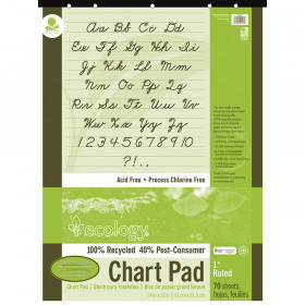 Recycled Chart Pad, Cursive Cover, 1" Ruled, 24" x 32", 70 Sheets