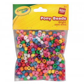 Pony Beads, Assorted Bright Colors, 400 Pieces