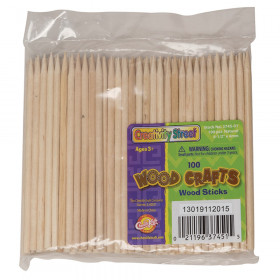 Wood Sticks ,4.5", Natural, 100 Sticks