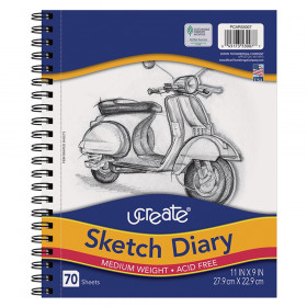 Sketch Diary, Medium Weight, 11" x 9", 70 Sheets