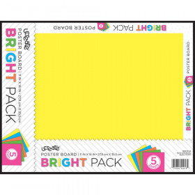 Neon Poster Board, 5 Assorted Colors, 11" x 14", 5 Sheets/Pack, Carton of 24 Packs