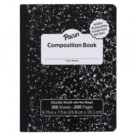 Composition Books with Dry Erase Surfaces, Black Marble, 3/8" Ruled w/ Margin , 100 sheets