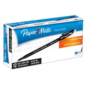 Eraser Mate Pen, Black, 12-Pack