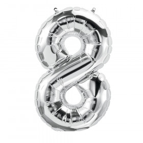 16" Foil Balloon, Silver Number 8