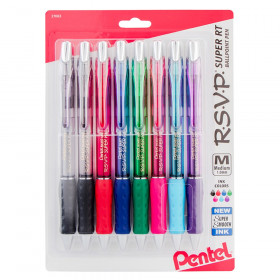 Pentel R.S.V.P. Super RT Retractable Ballpoint Pen, Assorted, Pack of 8