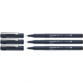 Pictus Fineliners, Wallet, 3 Pieces, Black Ink, Assorted Sizes