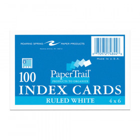 Index Cards, 4" x 6", Ruled, Pack of 100