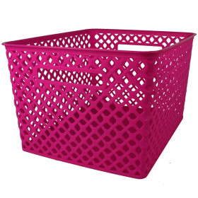Woven Basket, Large, Hot Pink