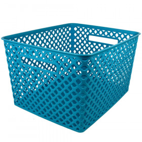Woven Basket, Large, Turquoise