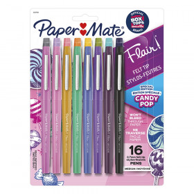 Flair Felt Tip Pens, Medium Point, Candy Pop Pack, 0.7mm, 16 Count