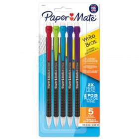 Write Bros Mechanical Pencil, 0.7mm, Assorted, Pack of 5