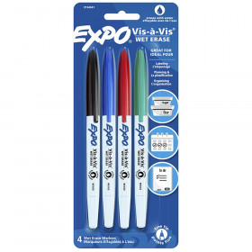 Vis-à-Vis Wet Erase Marker Set, 4 Colors, Fine Tip