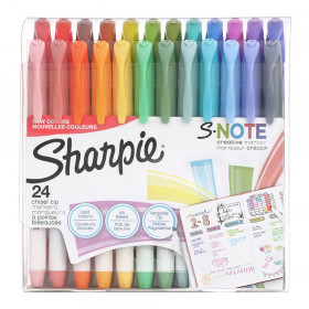 S-Note Creative Markers, Highlighters, Assorted Colors, Chisel Tip, 24 Count