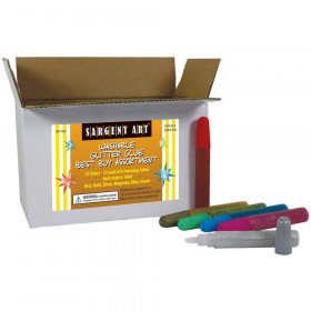 Washable Glitter Glue Classpack, 6 Colors, 10ml, 72-Pack