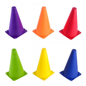 Set of 6 - 9' Sport Cones in Vivid Colored Vinyl