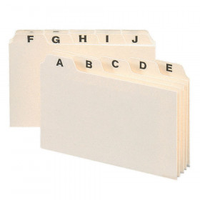 Smead Card Guide, Plain 1/5-Cut Tab (A-Z), 6"W x 4"H, Manila, 25 per Set