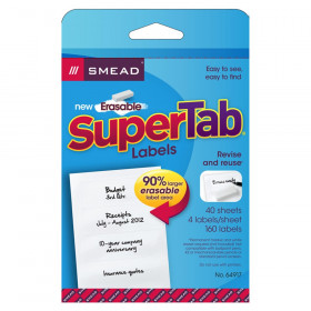 Erasable SuperTab File Folder Labels, White, 160 Labels