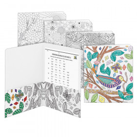 Smead Coloring Two-Pocket Folders, Florals, Nature, Birds, & Geometric