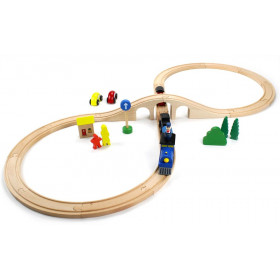 Wooden 30 Piece Figure 8 Train Set with Conductor Carl Train
