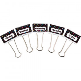 Chalkboard Brights Large Binder Clips, Days of the Week