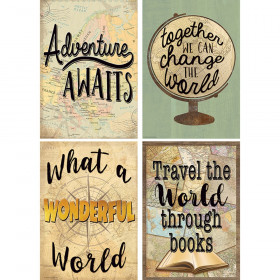 Travel the Map Posters, 13-3/8" x 19", Set of 4