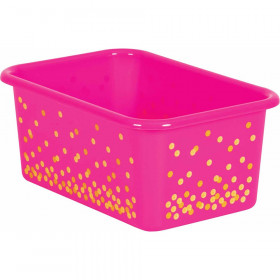 Pink Confetti Small Plastic Storage Bin