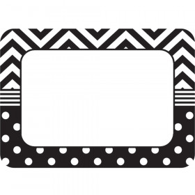 Black & White Chevrons and Dots Name Tags/Labels