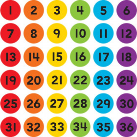 Spot On Numbers 1-36 Carpet Markers, 4"