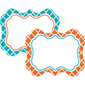 Orange & Teal Wild Moroccan Name Tags/Labels