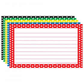 Border Index Cards, 3" x 5" Lined, Polka Dot, 75ct