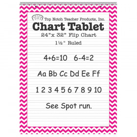 Chart Tablet, 24" x 32", 1 1/2" Ruled, Pink Chevron Border, 25 Sheets