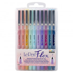 LePen Flex Marker, Brush Tip, Pastel, 10 Colors