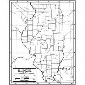 Illinois Outline Map, Laminated, Pack of 50