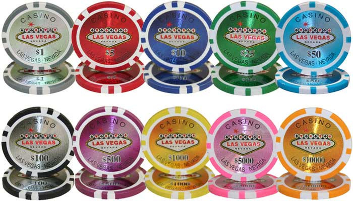 Brybelly Las Vegas Casino Poker Chip Heavyweight 14-Gram Clay Composite Pack of 50 