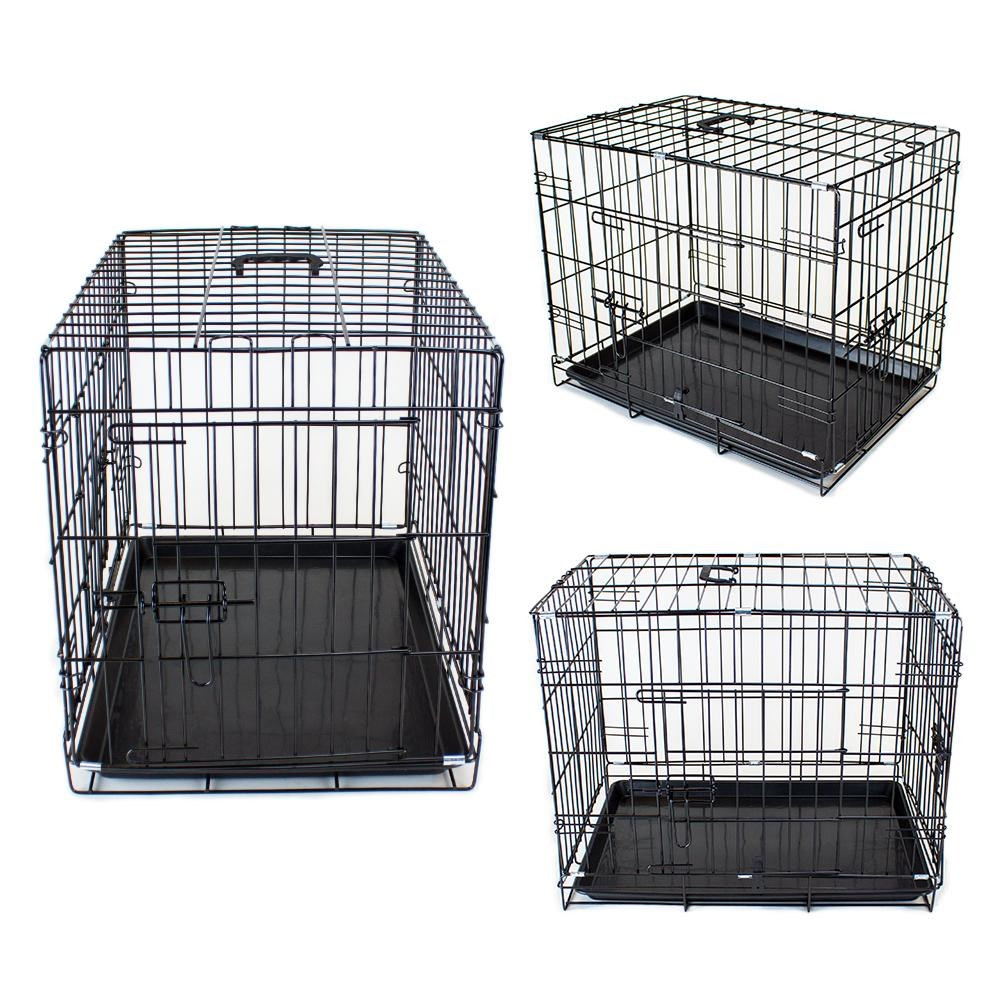 30" MEDIUM Dual-Door Folding Pet Crate with Removable Liner
