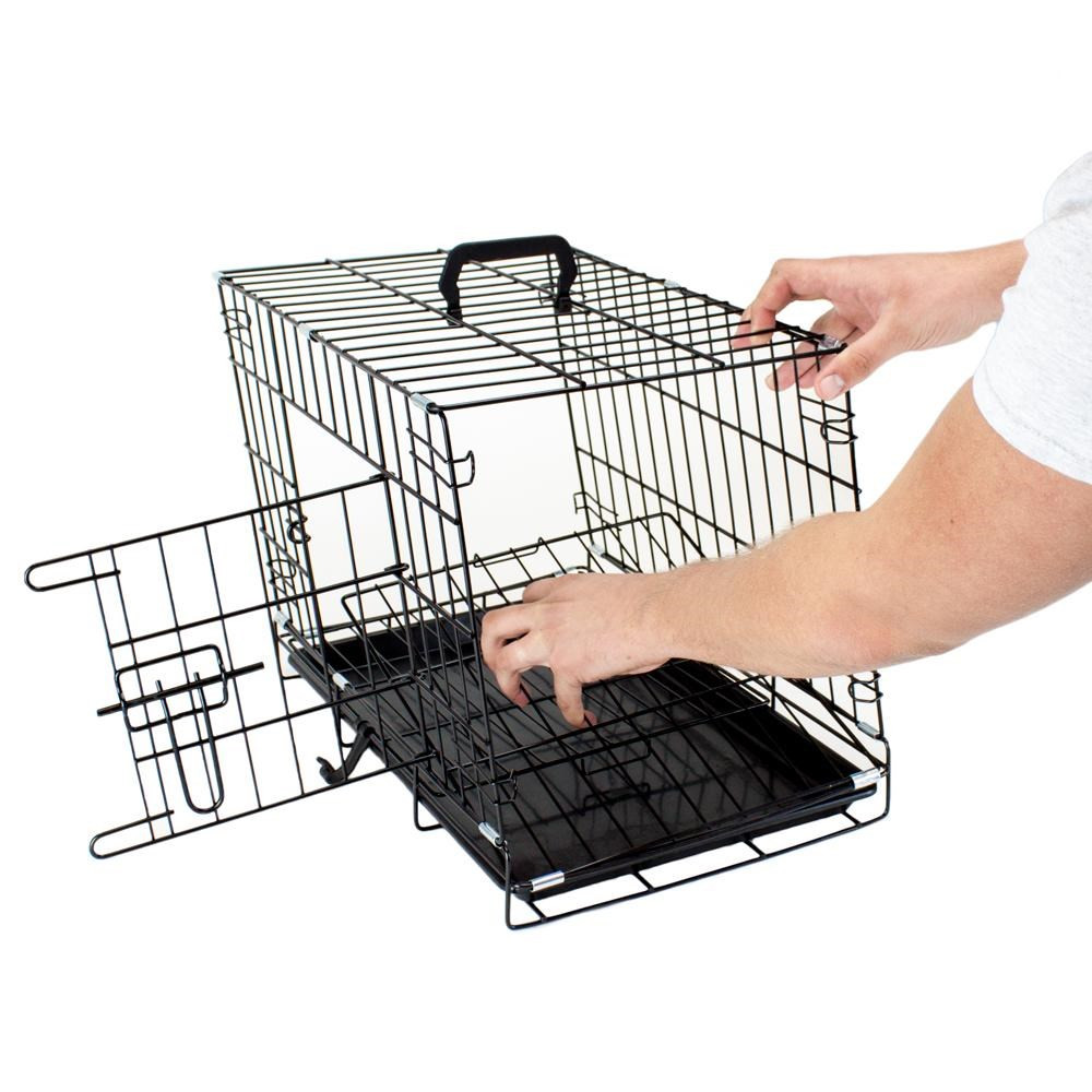 36" LARGE Dual-Door Folding Pet Crate with Removable Liner